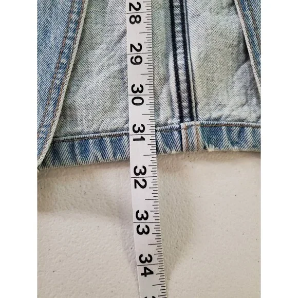 Abercrombie & Fitch High Rise Denim Skirt w/ Slit Size 32/14 Distressed Western - Picture 13 of 16